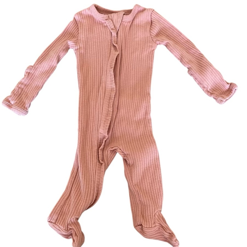 Spearmint LOVE Organic Waffle 2- Way Zip Footie, Dusty Rose